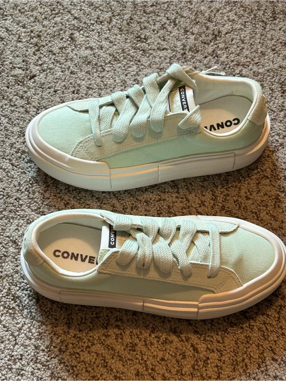 Converse Cruise Ox Canvas & Suede Platform Surplus Mint/Egret women's size 8.5